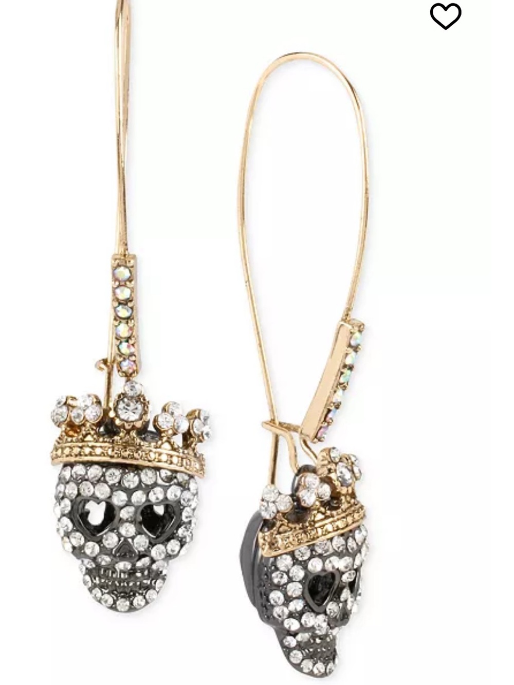 Betsey Johnson pave' skull drop earrings
